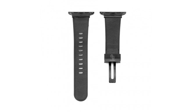 Connect Watch 38/40/41mm Single loop buckle leather Watch Straps Black