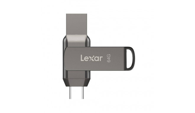 Lexar 2-in-1 Flash Drive | JumpDrive Dual Drive D400 | 64 GB | USB 3.1 | Grey