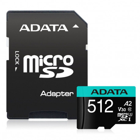 ADATA Premier Pro microSDXC 512GB 100R/80W UHS-I U3 Class 10 A2 V30S + Adapter