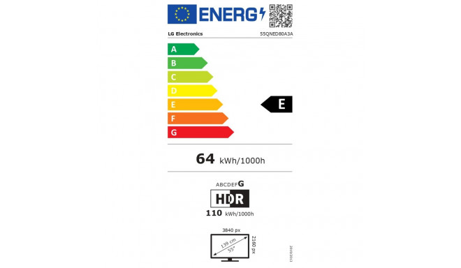 LG 55QNED80A3A | 55 | Smart TV | webOS | UHD | Black