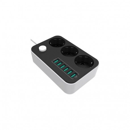 10 A | Power Socket :3 EU plugs/6USB Blac | CW-CHE36B | Black | 1.8 m