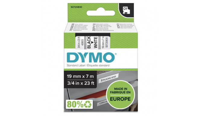 DYMO D1 Standard - Black on White - 19mm