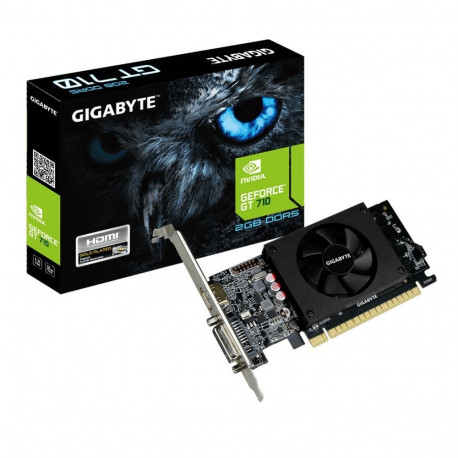 Gigabyte Low Profile NVIDIA, 2 GB, GeForce GT 710, GDDR5, PCI Express 2.0, Cooling type Active, Proc