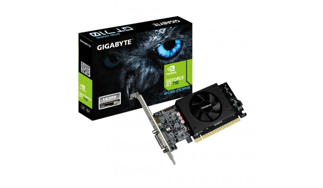 Gigabyte Low Profile NVIDIA, 2 GB, GeForce GT 710, GDDR5, PCI Express 2.0, Cooling type Active, Proc