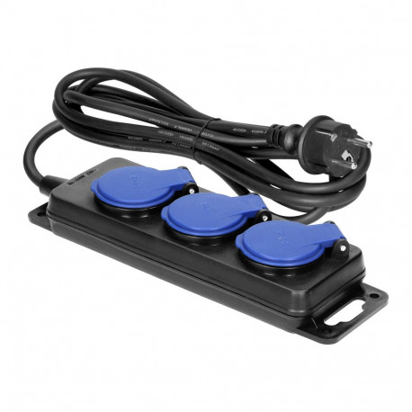 Przedłużacz tööstuslik pritsmekindel IP44, 3 pistikupesa 2P+Z IP44, kummikaabel, H05RR-F 3x1,5mm², p