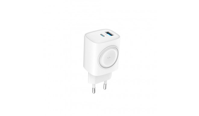 Evelatus PowerSync 2-in-1 Laadija 20W Juhtmevaba Kahe USB-ga Valge