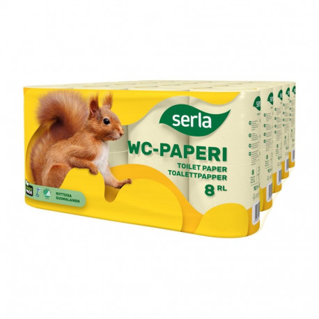 Tualettpaber Serla Orava 3-kihiline, kollane, 8rulli/pk