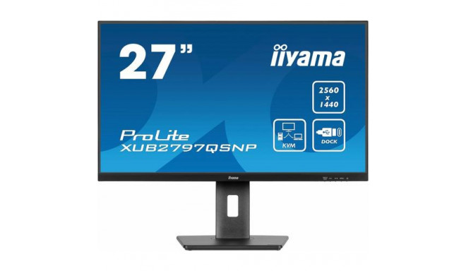 iiyama ProLite 27’’ QHD IPS technology panel with RJ45 (LAN), KVM Switch and USB-C Dock with 96W pow