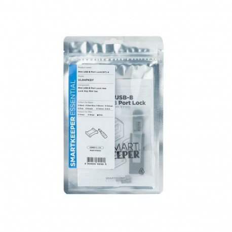 Smartkeeper UL04PKGY port blocker Port blocker + key Mini-USB Type-B Grey Plastic 1 pc(s)