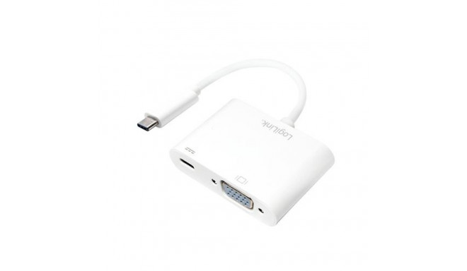 LogiLink 0.14m, 2xUSB-C/VGA USB graphics adapter 1920 x 1200 pixels White