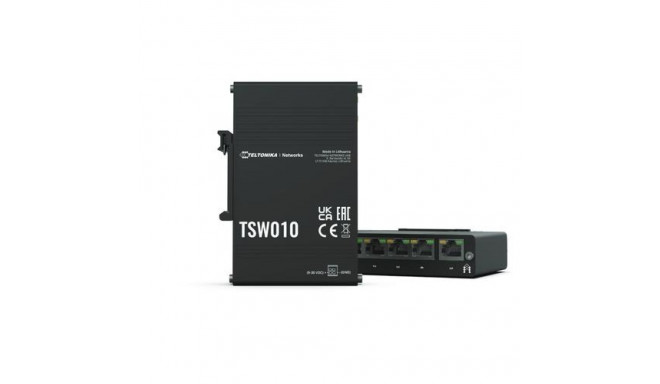 Teltonika TSW010 DIN Rain Switch 5 x Fast Ethernet (10/100) Power over Ethernet (PoE) Black