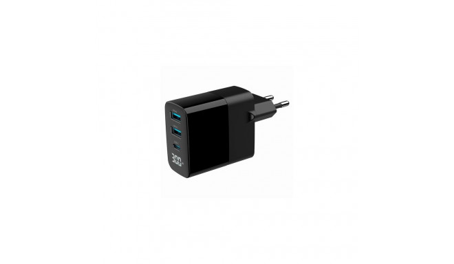 Gembird TA-UC-PDQC30LCD-BK-02 mobile device charger Universal Black AC Fast charging Indoor