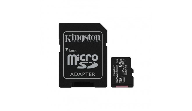 Kingston Technology Canvas Select 64GB micSDXC Plus 100R A1 C10 Card + ADP