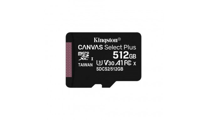 Kingston Technology 512GB micSDXC Canvas Select Plus 100R A1 C10 Single Pack w/o ADP