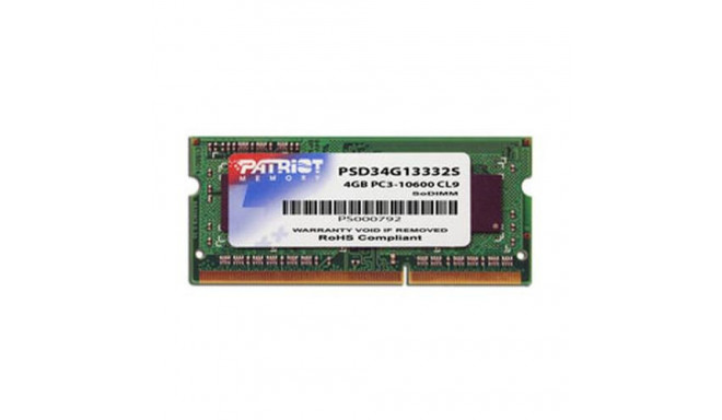 Patriot Memory 4GB DDR3 SODIMM memory module 1 x 4 GB 1333 MHz