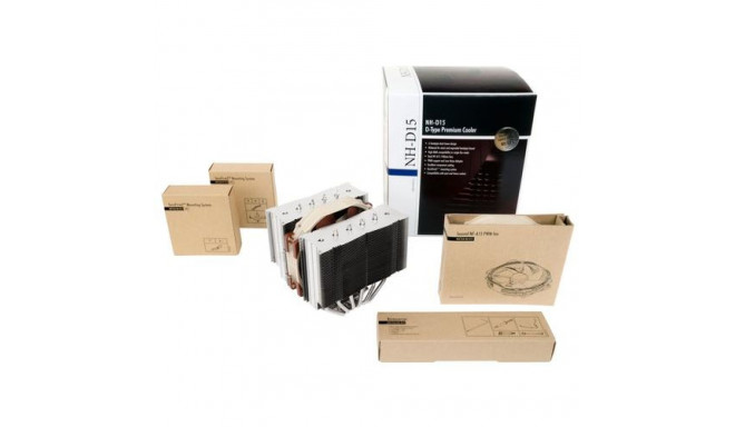 Noctua NH-D15 computer cooling system Processor Cooler 14 cm Beige, Brown, Steel