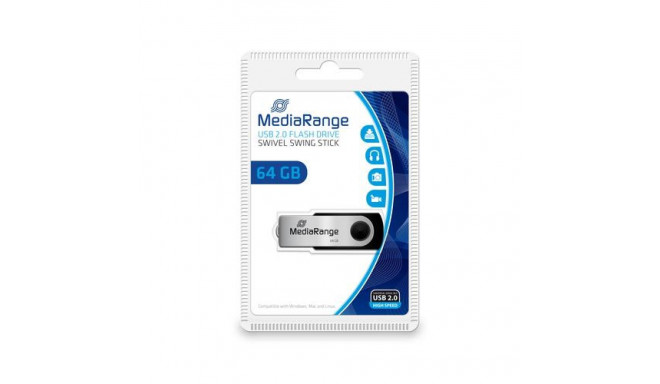 MediaRange 64GB USB 2.0 USB flash drive USB Type-A / Micro-USB Black, Silver
