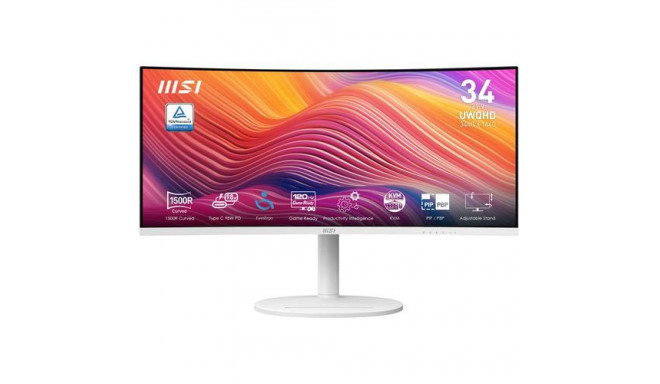 MSI Modern MD342CQPW computer monitor 86.4 cm (34") 3440 x 1440 pixels UltraWide Quad HD Wh