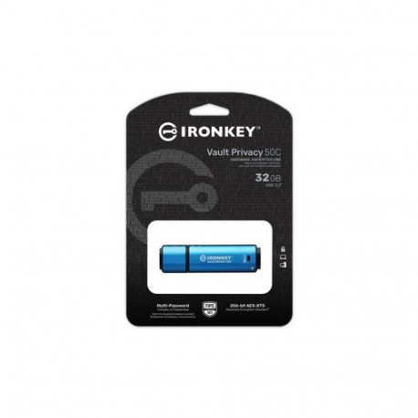 Kingston Technology IronKey 32GB USB-C Vault Privacy 50C AES-256 Encrypted, FIPS 197