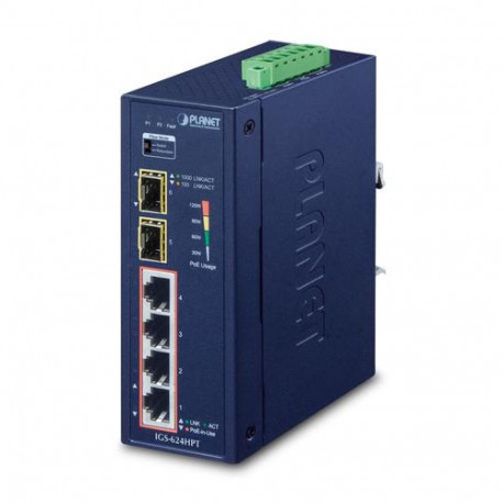 PLANET IGS-624HPT network switch Unmanaged Gigabit Ethernet (10/100/1000) Power over Ethernet (PoE)