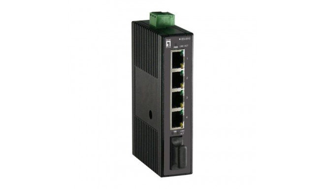 LevelOne 5-Port Fast Ethernet Industrial Switch, DIN-Rail, 1 x SC Multi-Mode Fiber, -20°C to 70°C
