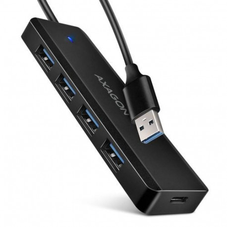 Axagon HUE-C1A 4x USB 5Gbps TRAVEL hub, USB-C power IN, 19cm USB-A cable
