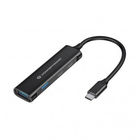 Conceptronic HUBBIES 4-Port USB 3.0 Hub, 2 USB-C &amp; 2 USB-A ports, aluminum case, USB-C conne
