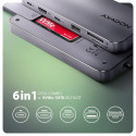 Axagon HMC-6GM2 USB 10Gbps hub USB-A USB-C HDMI M.2 SD/mSD PD 100W USB-C Wired USB 3.2 Gen 2 (3.1 Ge