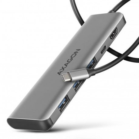 Axagon HMC-5H USB 5Gbps hub, 3x USB-A, HDMI 4k/30Hz, PD 100W, 100cm USB-C cable