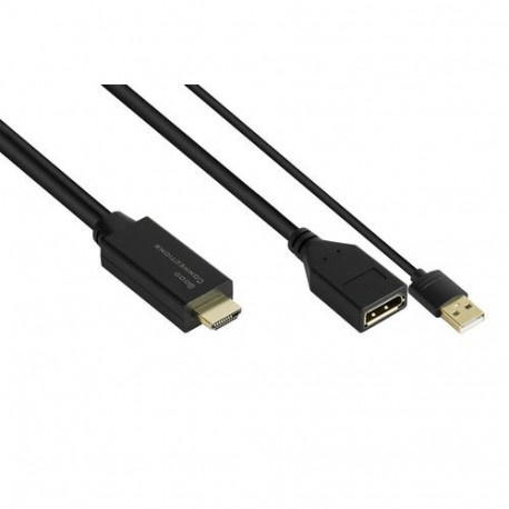 Alcasa HDMI-AD22 video cable adapter 0.3 m HDMI Type A (Standard) DisplayPort Black