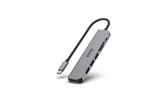 UNITEK uHUB S7+ Wired USB 3.2 Gen 1 (3.1 Gen 1) Type-C Grey