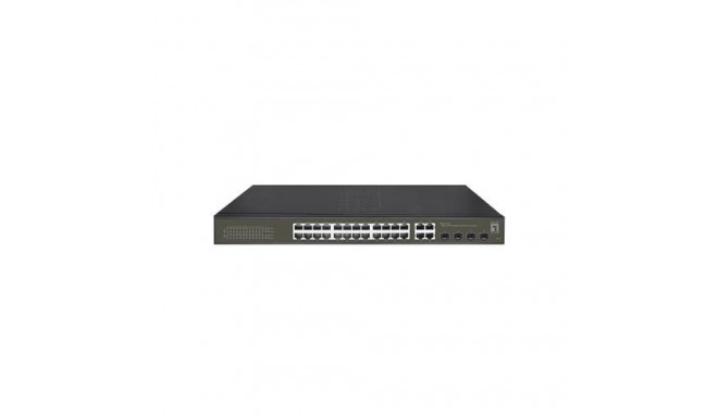LevelOne Hilbert 28-Port Gigabit PoE Smart Lite Switch, 24 PoE Outputs, 4 x Gigabit SFP/RJ45 Combo, 