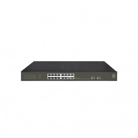 LevelOne Hilbert 18-Port Gigabit PoE Smart Lite Switch, 16 PoE Outputs, 2 x Gigabit SFP, 802.3at/af 