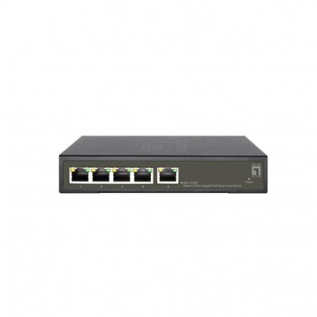 LevelOne Hilbert 5-Port Gigabit PoE Smart Lite Switch, 802.3at/af PoE, 4 PoE Outputs, 60W PoE Power 