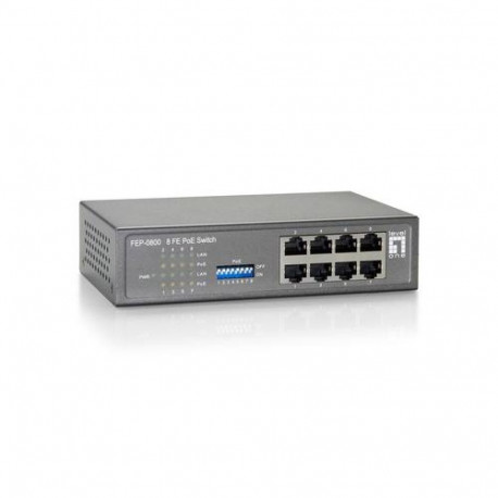 LevelOne 8-Port Fast Ethernet PoE Switch, 8 PoE Outputs, 90W