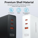 Vention 3-Port USB (C+C+A) GaN Charger (100W/100W/30W) EU-Plug White