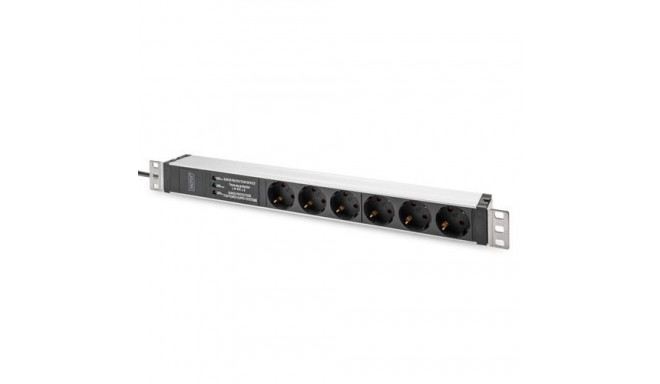 Digitus Socket strip with aluminum profile and surge protection, integrated line filter, 6 safety so