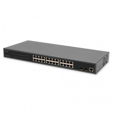 Digitus 24-Port Gigabit PoE Networkswitch,19 Zoll, L2 managed,2 Uplink Ports, SFP, 430 W, af/at