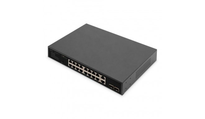 Digitus 16-Port Gigabit PoE Networkswitch, 19 Zoll, unmanaged,2 Uplink Ports, SFP