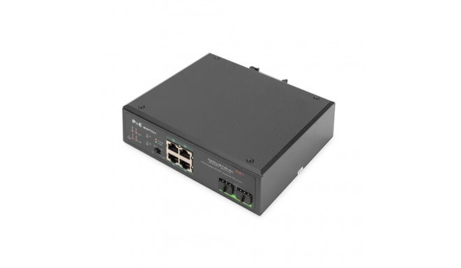 Digitus 4 port Gigabit Ethernet network PoE switch, industrial, unmanaged, 2 SFP uplink