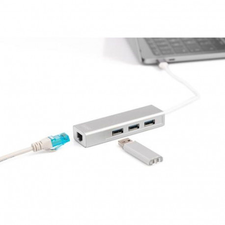 Digitus USB Type-CTM 3-Port Hub + Gigabit Ethernet