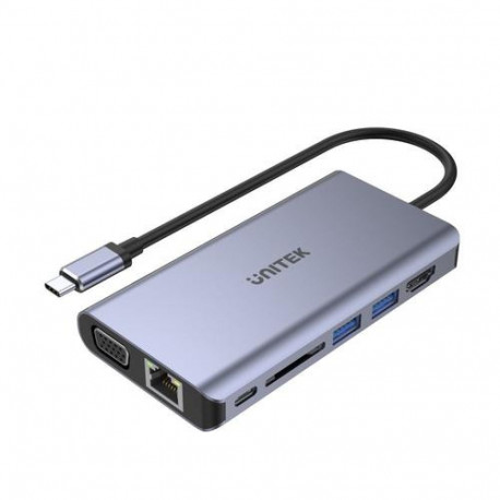 UNITEK uHUB O8+ Wired USB 3.2 Gen 1 (3.1 Gen 1) Type-C Grey