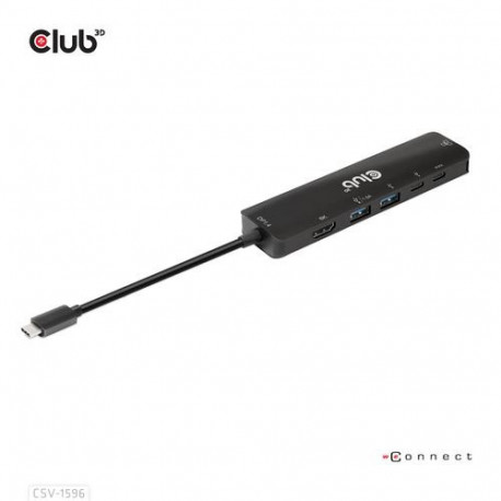 CLUB3D USB Gen1 Type-C, 6-in-1 Hub with HDMI 8K30Hz, 2xUSB Type-A, RJ45 and 2xUSB Type-C, Data and P