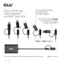 CLUB3D USB Gen1 Type-C/-A to Dual HDMI (4K/30Hz) / VGA (1080/60Hz)