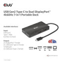 CLUB3D USB Gen2 Type-C to Dual DisplayPort 4k60Hz 7-in-1 HUB