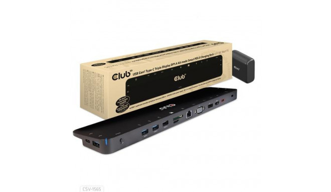 CLUB3D USB Gen1 Type-C Triple Display DP1.4 Alt mode Smart PD3.0 Charging Dock with 100 Watt Power S
