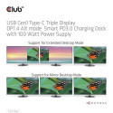 CLUB3D USB Gen1 Type-C Triple Display DP1.4 Alt mode Smart PD3.0 Charging Dock with 100 Watt Power S