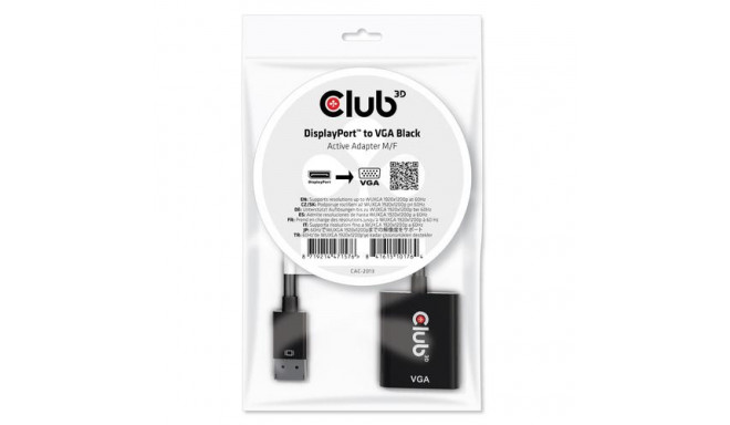 CLUB3D DisplayPort™ to VGA Black Active Adapter M/F