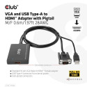 CLUB3D VGA and USB Type-A to HDMI Adapter with Pigtail M/F 0.6m/1.97ft 28AWG