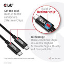 CLUB3D USB4 Gen3x2 Type-C Bi-Directional Cable 8K60Hz, Data 40Gbps, PD 240W(48V/5A) EPR M/M 2m / 6.5